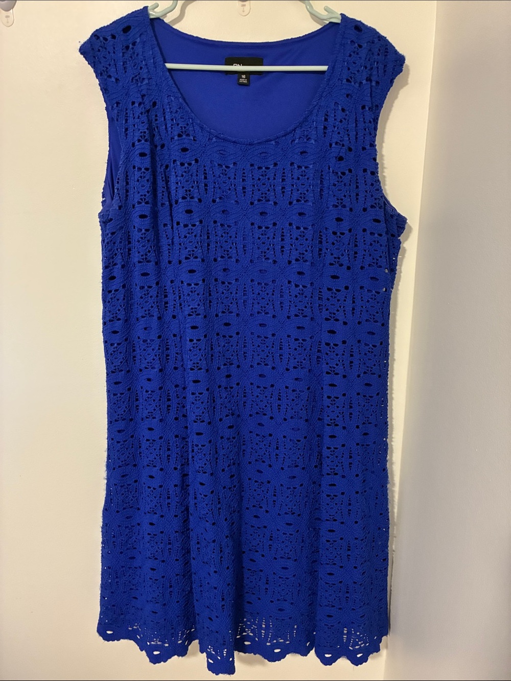 RN Studio by Ronnie Nicole Cobalt Blue Stretch Lace Fit n Flare Sleeveless Dress